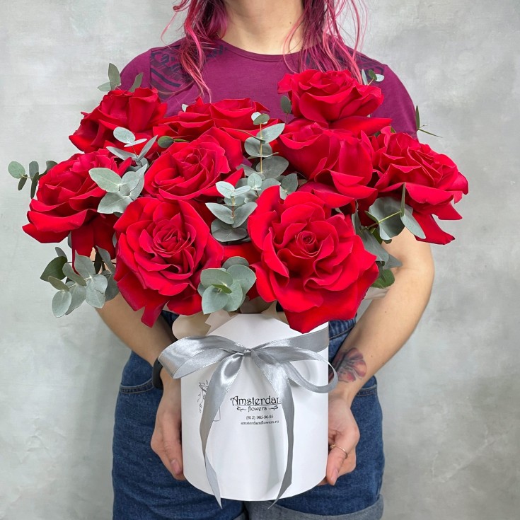 Букет Box Роза Red M